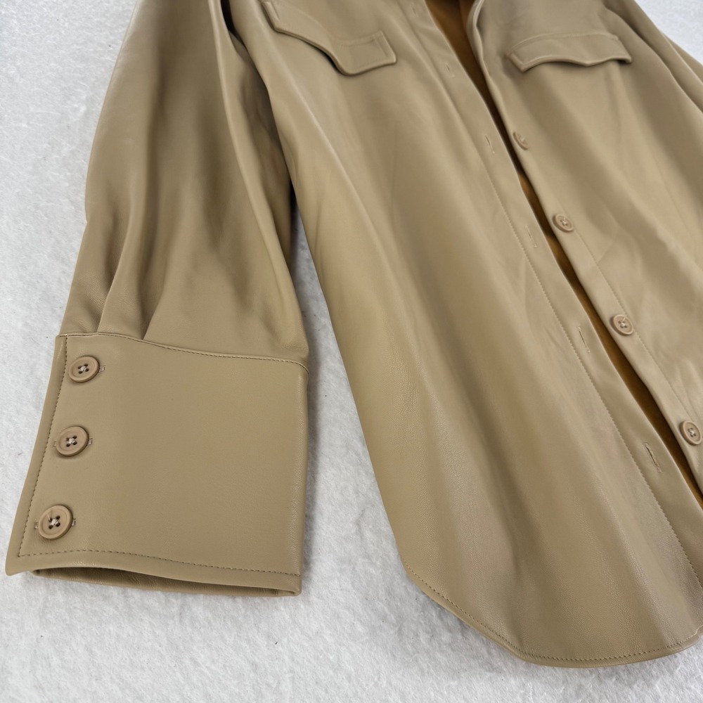 BB Dakota - Faux Leather Shirt Jacket Shacket - Tan - L - Womens - Picture 6 of 10
